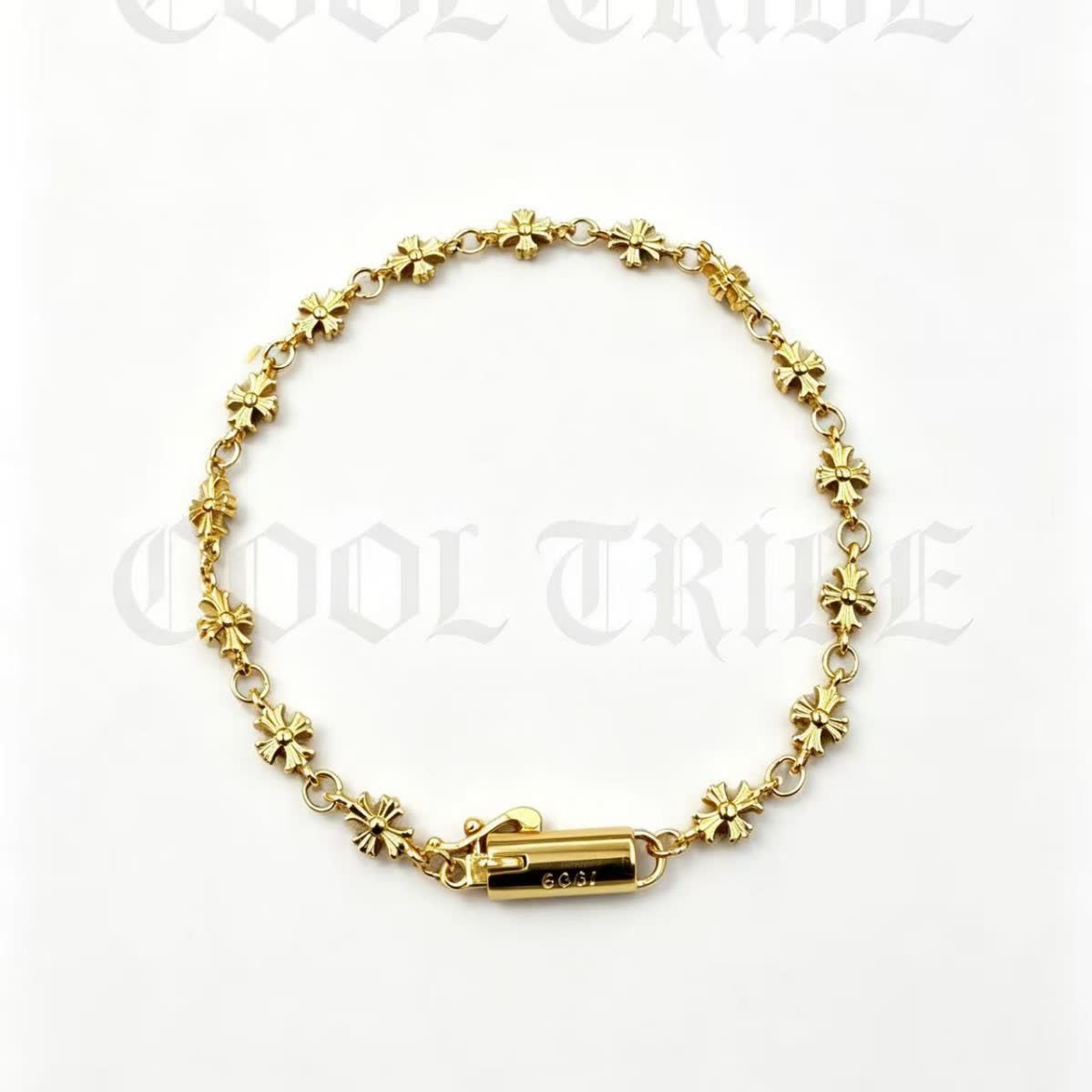 Chrome Hearts Gold Tone Flower Link Bracelet